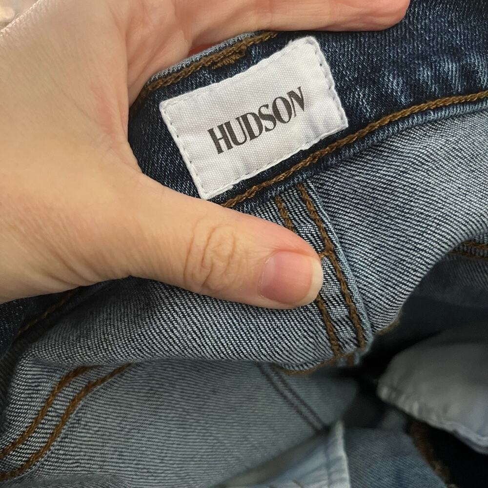 Hudson Womens Rosalie High Rise Wide Leg Ankle Jeans Size 26 Two Tone Denim Boho - Picture 9 of 12